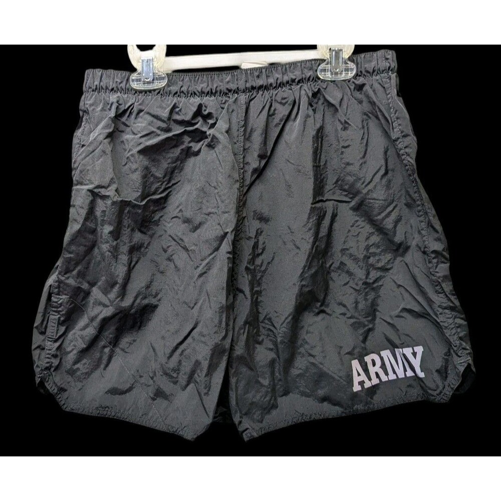 Army Unisex size Large Black Physical Fitness Uniform Shorts With Secret Pocket
